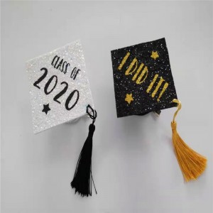 Hvid gradhætte med forskel Farve Glitter Graduation Party Hat